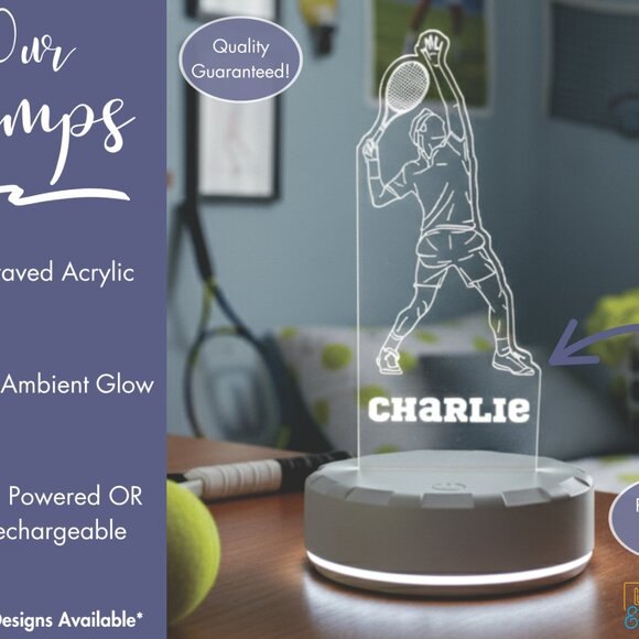 Custom Tennis LED Night Light for Sports-Themed Rooms - Picture 3 of 8